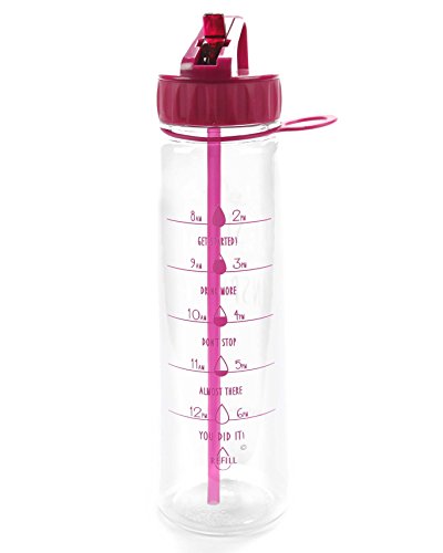 בקבוק מוטיבציה 30oz אימון כושר בקבוק מים ספורט עם ציר זמן ייחודי | מדידות | זמנים מסומנים ביעד